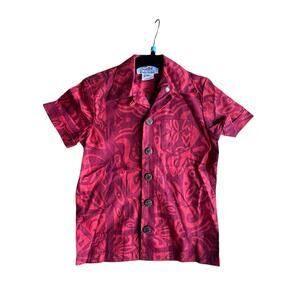 ALFRED SHAHEEN X UNIQUE VINTAGE BOYS RED HAWAIIAN TIKI SHIRTS Size 3T NEW